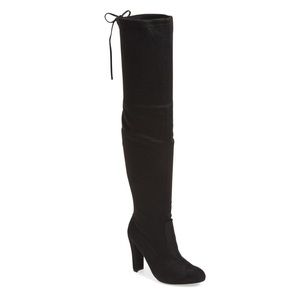 Steve Madden Over the Knee Black Suede Heel Boots
